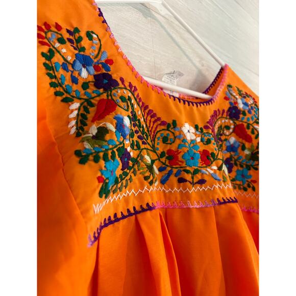 Vintage 70s Oaxacan Embroidered Floral Peasant Blouse Boho S - Picture 2 of 6